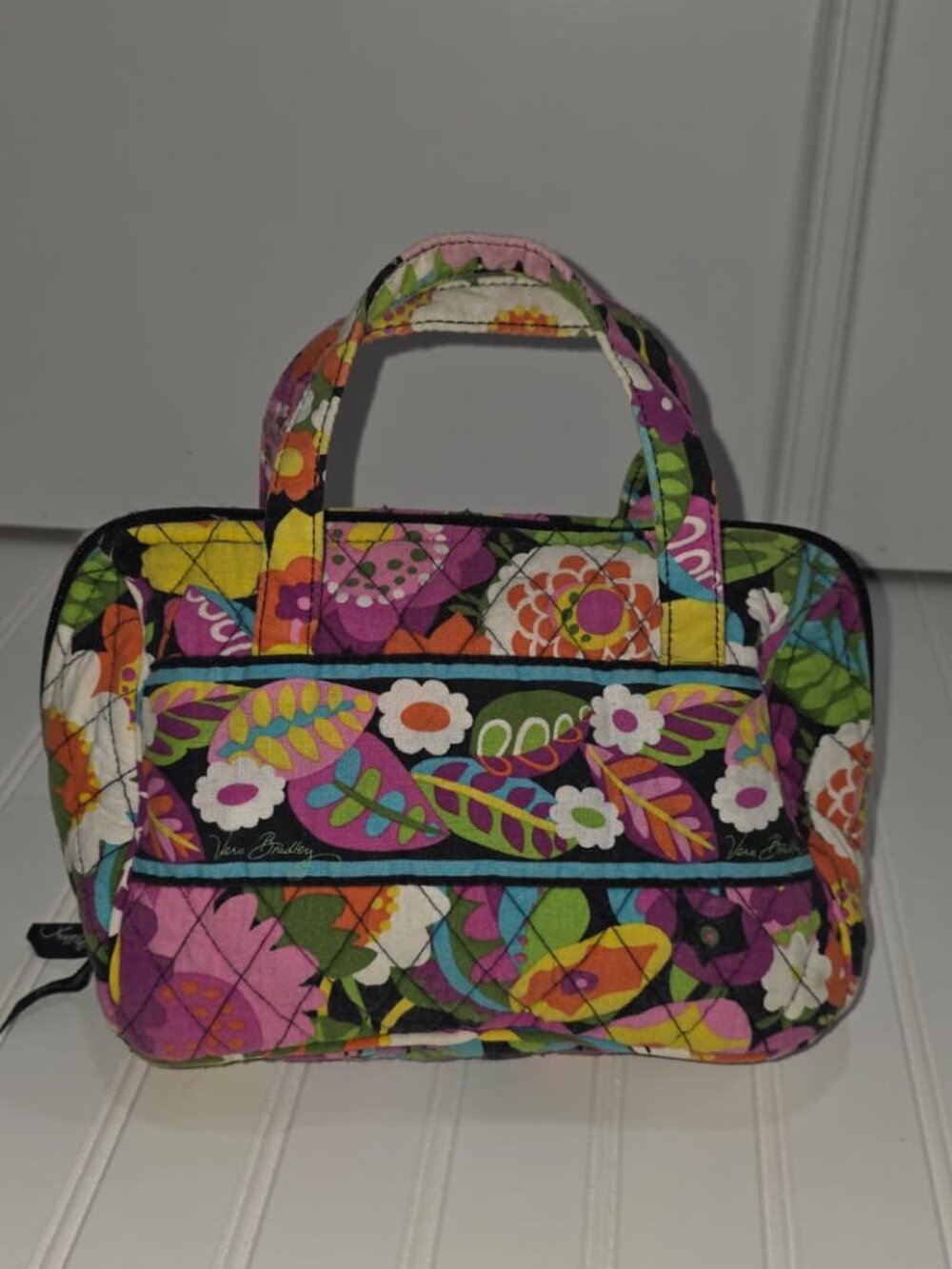 Vera Bradley quilted travel cosmetic bag, vibrant "Va Va Bloom" floral pattern